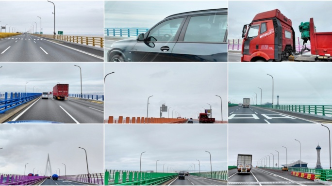 车辆行驶杭州湾跨海大桥.车辆.行车视角