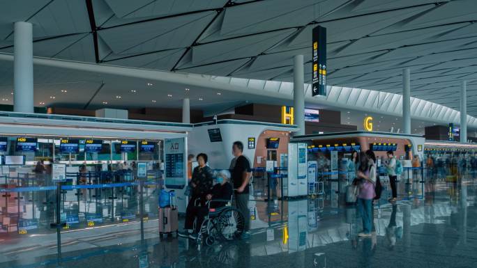 成都天府国际机场旅客人群延时摄影