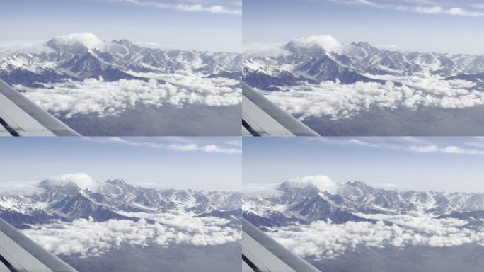 飞机上万米高空俯瞰天山山脉