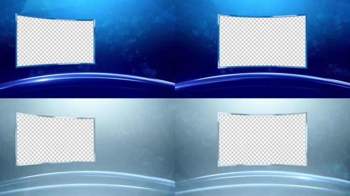 6款蓝色虚拟新闻演播室通用背景AE模板