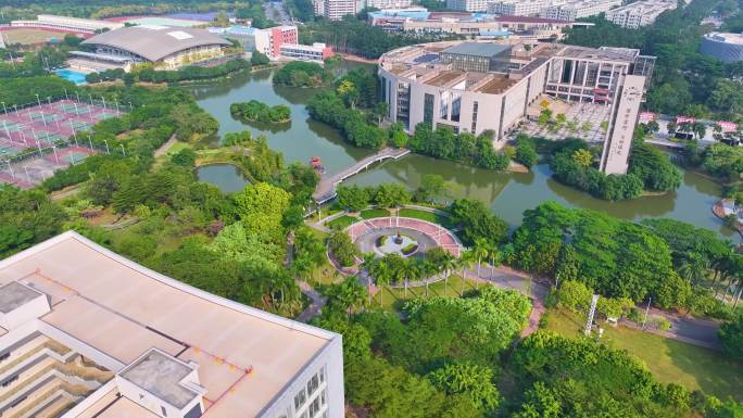 广州大学校园航拍风景风光大学城