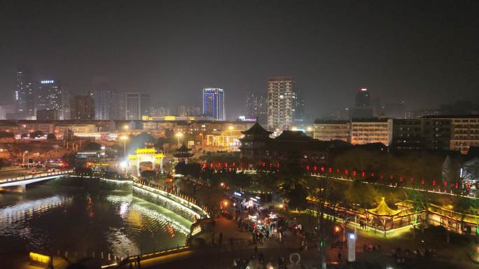 淮安萧湖夜晚景色