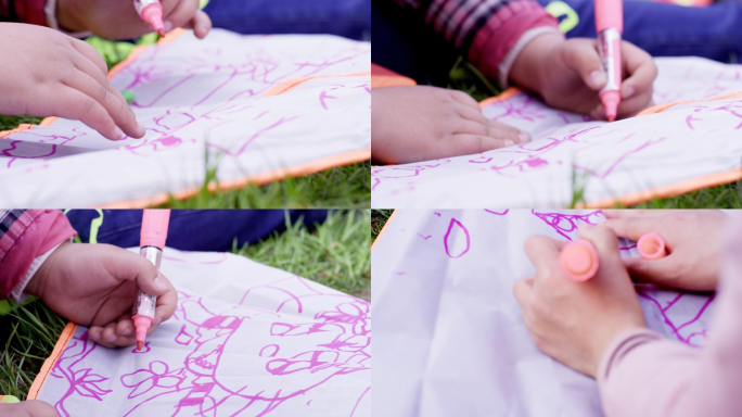 孩童画画彩笔画学习快乐上课学校艺术