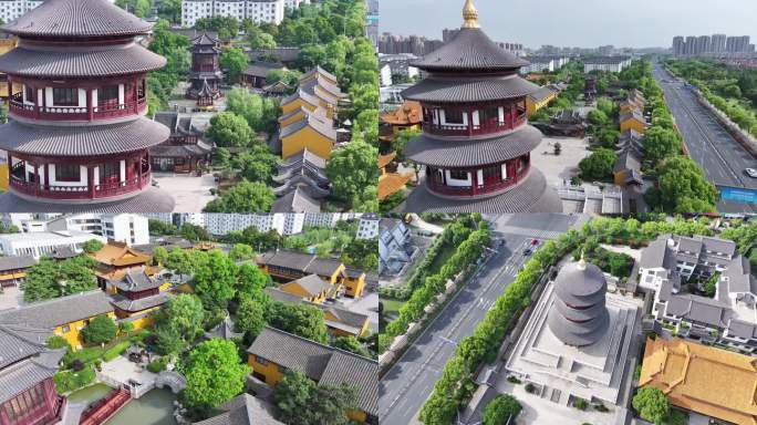 圆通寺 吴江 航拍 寺庙 大道