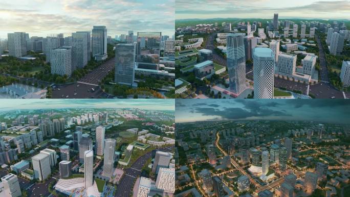 4k城市生长城市变迁楼生长建筑动画