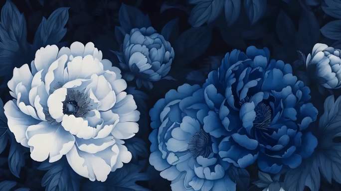 传统蓝色花朵装饰