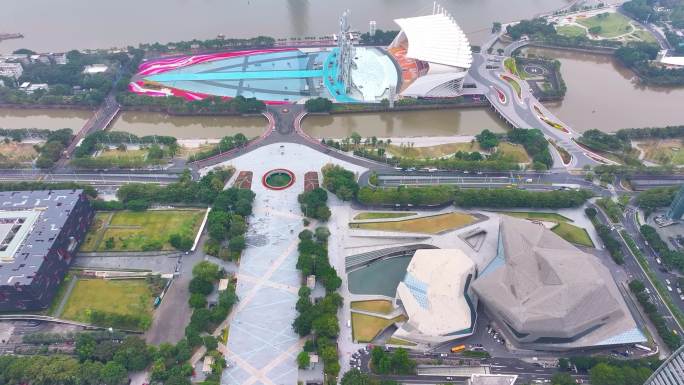 广州海心沙天河体育中心亚运会场馆航拍天河