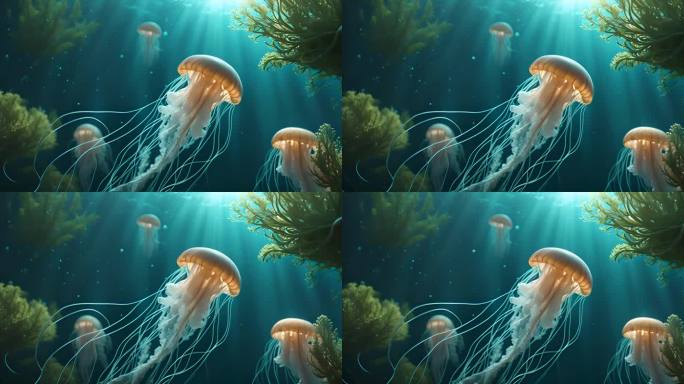 海底蓝色水母海洋馆