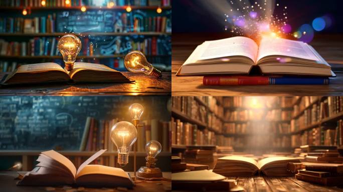 书本灯泡发明创造历史图书场景