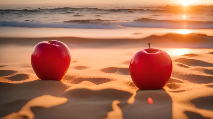 海滩上的苹果