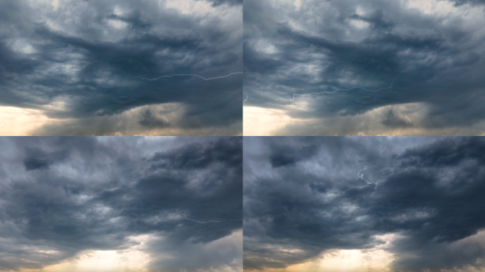 天空乌云闪电雷暴天气实拍
