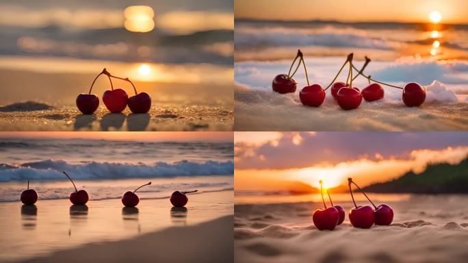 海滩上的樱桃