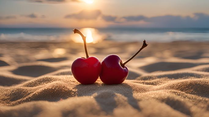 沙滩上的樱桃