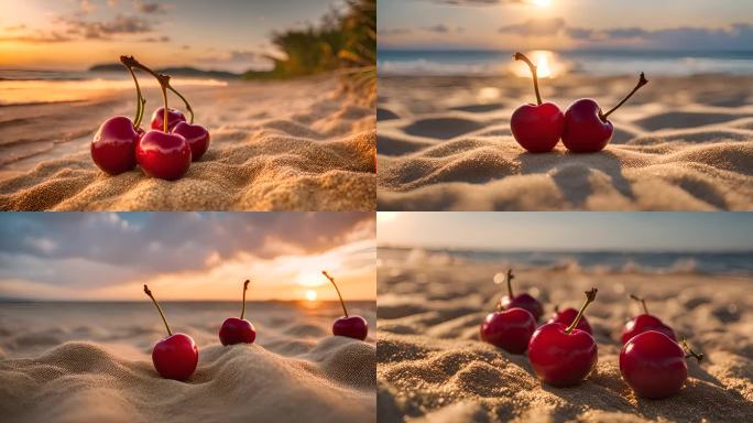 沙滩上的樱桃