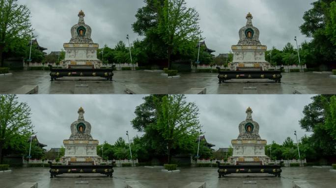 佛塔护国永光寺沈阳东塔香炉下雨天乌云翻滚