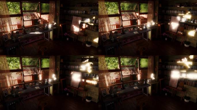 怀旧室内光影3D渲染