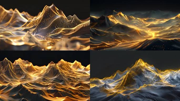 金色纹理山水鎏金国风LED动画视频背景