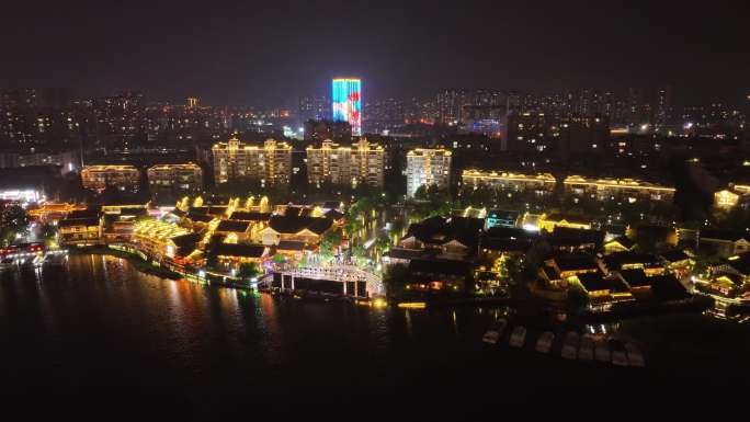 常德大小河街夜景航拍