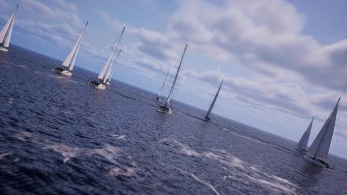 4K励志企业帆船乘风破浪商业发展航海梦想