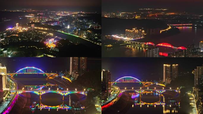 梧州中心城区夜景航拍视频素材