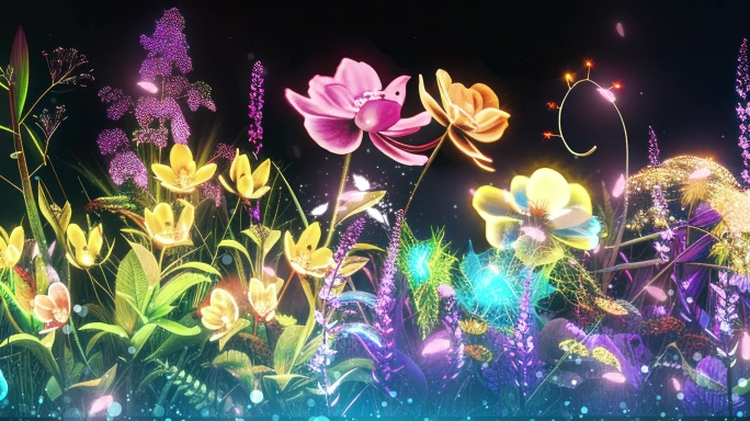 花海超宽屏 沉浸式粒子花海 舞台循环背景