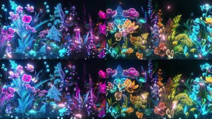 花海超宽屏 沉浸式粒子花海 舞台循环背景
