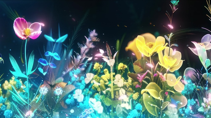 花海超宽屏 沉浸式粒子花海 舞台循环背景