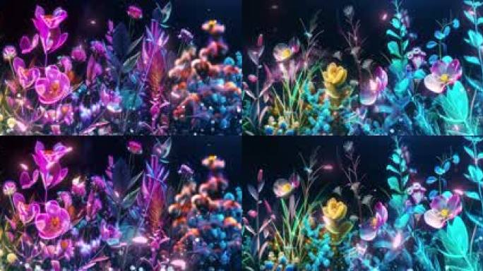 花海超宽屏 沉浸式粒子花海 舞台循环背景