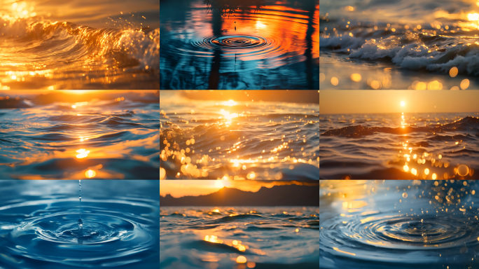 海面水面日出波光粼粼视频素材