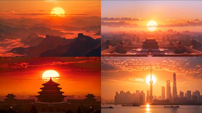 中国各地太阳升起日出