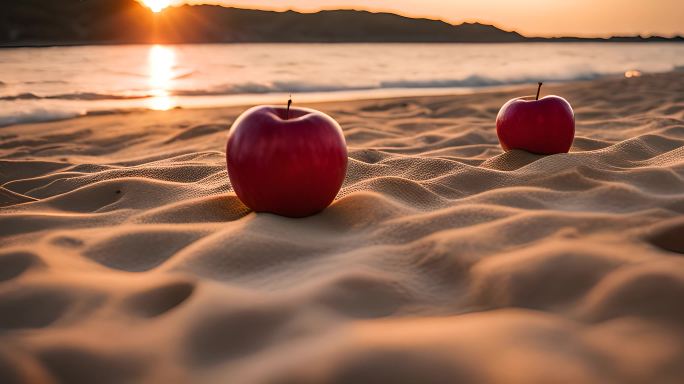 唯美海滩上的苹果