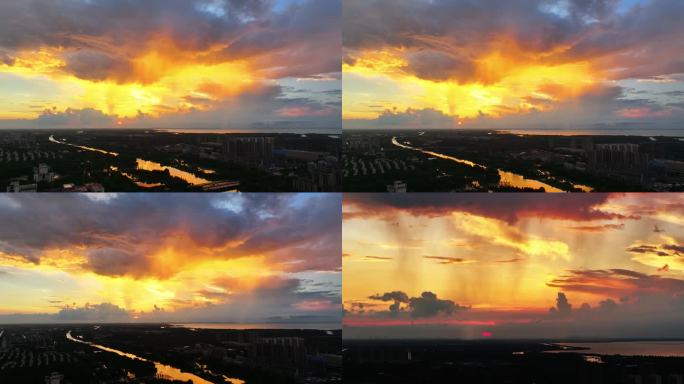 晚霞航拍