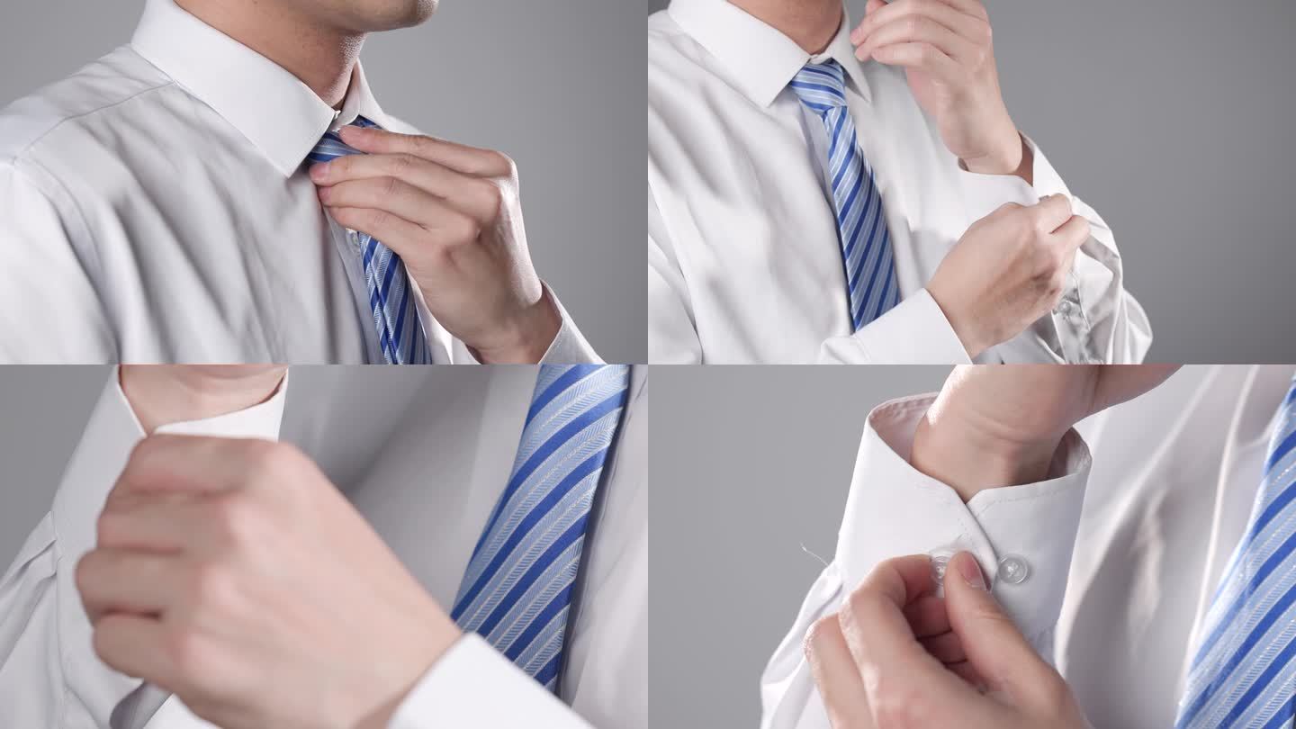 男人穿西装打领带穿正装整理着装扣腰带