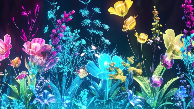 花海超宽屏 沉浸式粒子花海 舞台循环背景