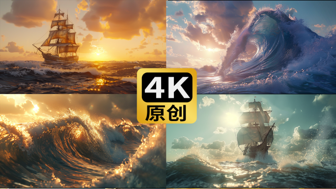 乘风破浪帆船海浪系列