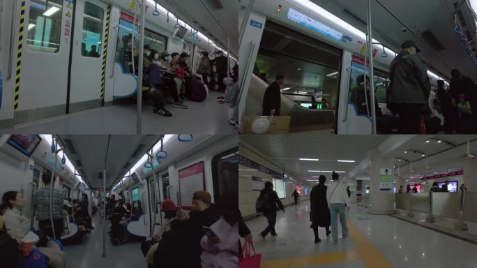 城市交通地铁人流 乘坐地铁进出站