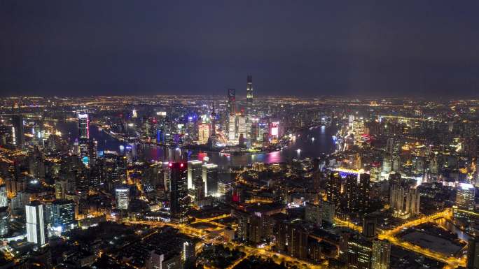 北外滩拍陆家嘴夜景全景延时