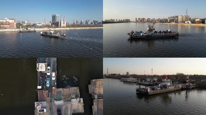 天津滨海新区大梁子渡口航拍