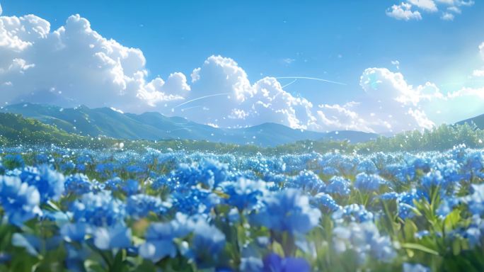 唯美蓝色花朵背景