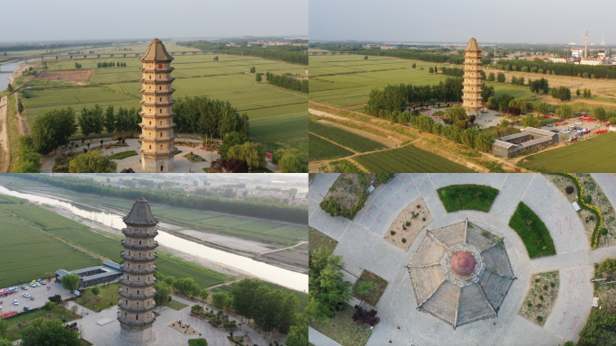 航拍山东临清舍利宝塔4k