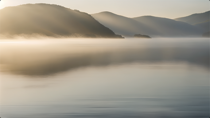 湖面湖面早晨雾气日出海面大海自然风景
