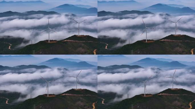 云顶山日出风力发电绿色能源