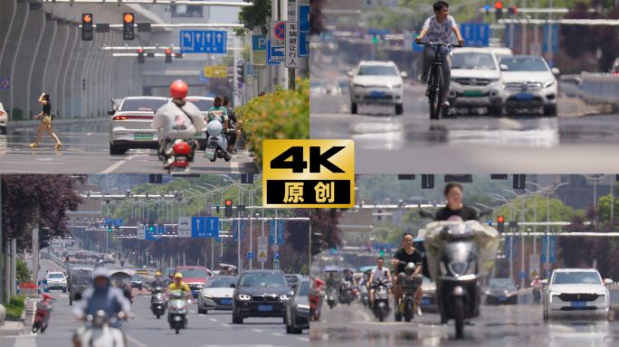 热浪高温炎热上班道路夏天炎热空气扭曲