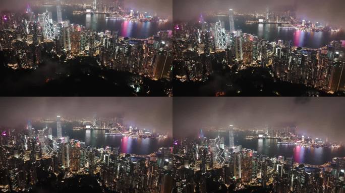 香港太平山顶雨后拍摄维多利亚港