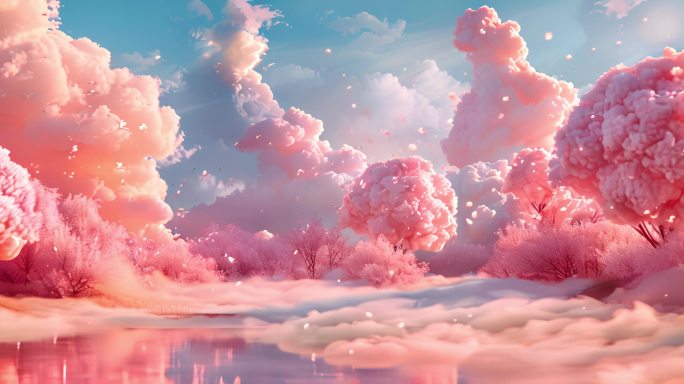 粉色梦幻舞台背景 粉色棉花糖 粉色云朵
