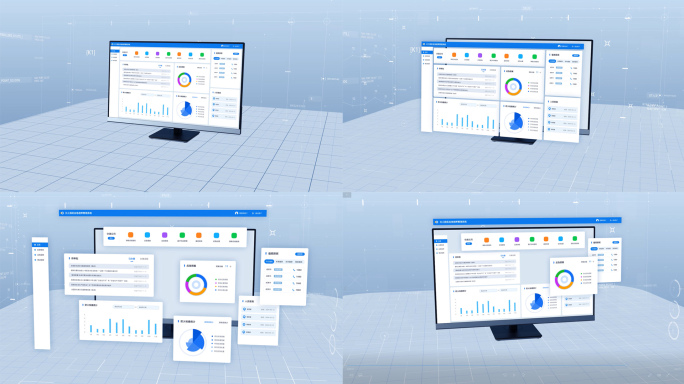 电脑屏幕软件系统UI功能模块组装展示动画