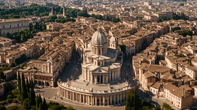 罗马圆顶和城市的圣彼得梵蒂冈城鸟瞰图