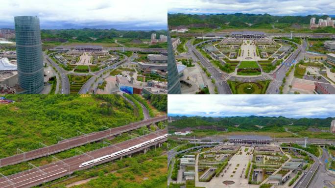 4K原创 遵义火车站航拍