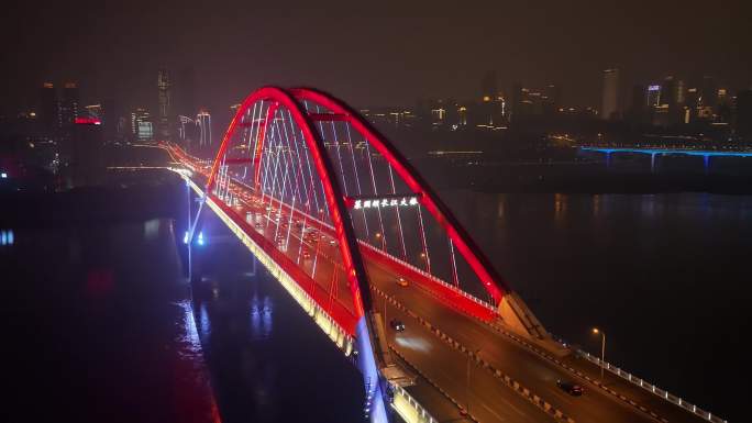 重庆苏家坝立交菜园坝大桥夜景航拍