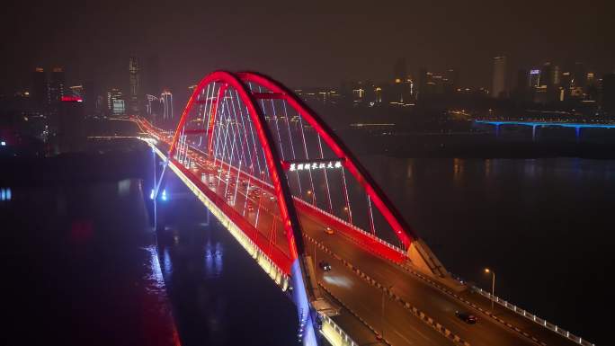 重庆苏家坝立交菜园坝大桥夜景航拍